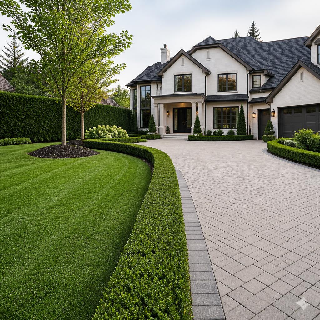 Manicured lawn and driveway illustrating lawn mowing services in Nairobi (representative image)